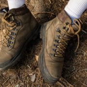 close up of hiking boots