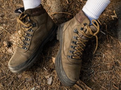 close up of hiking boots